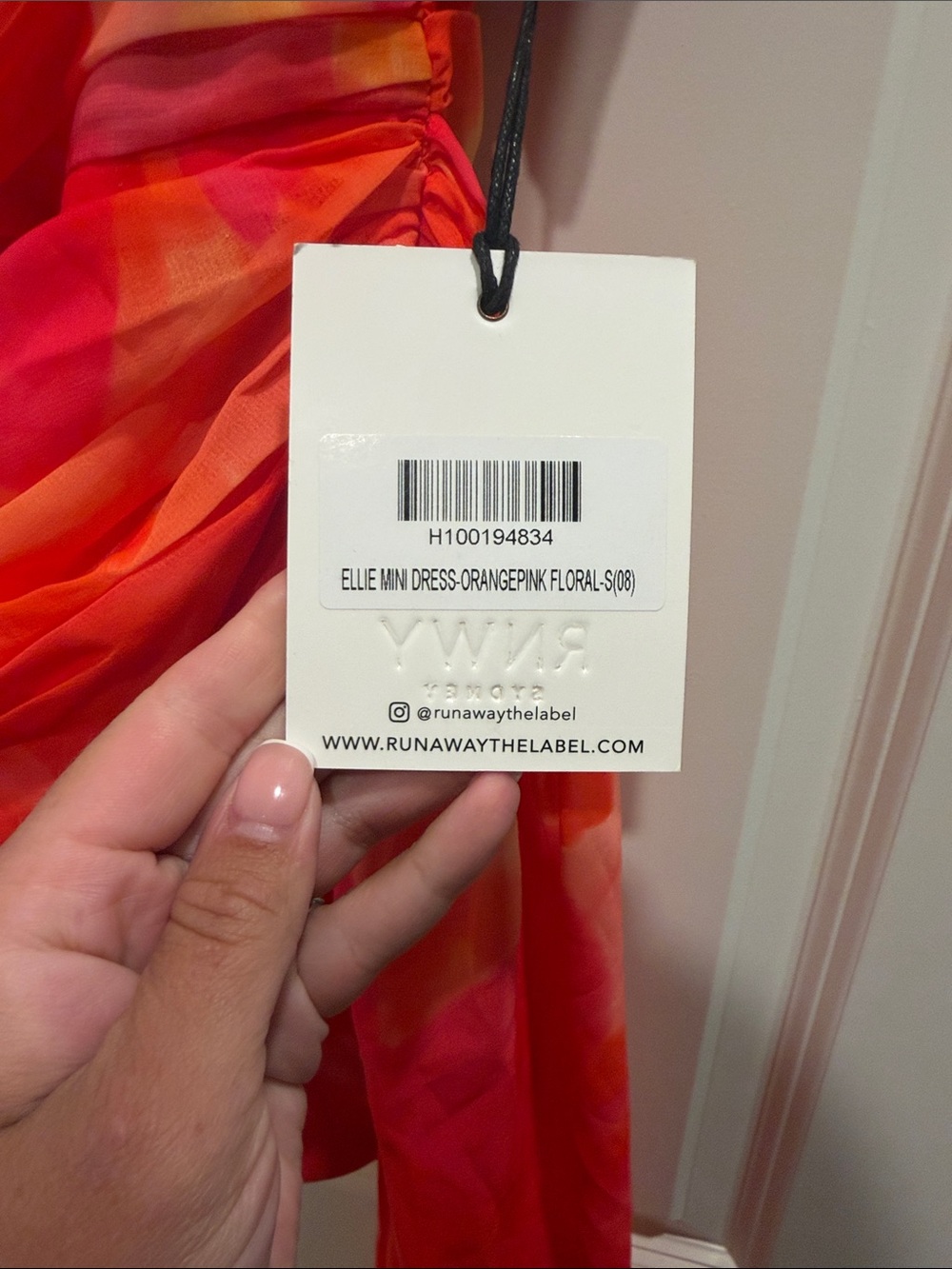 Ruched Strapless Mini Dress in Pink & Orange - Picture 3 of 5